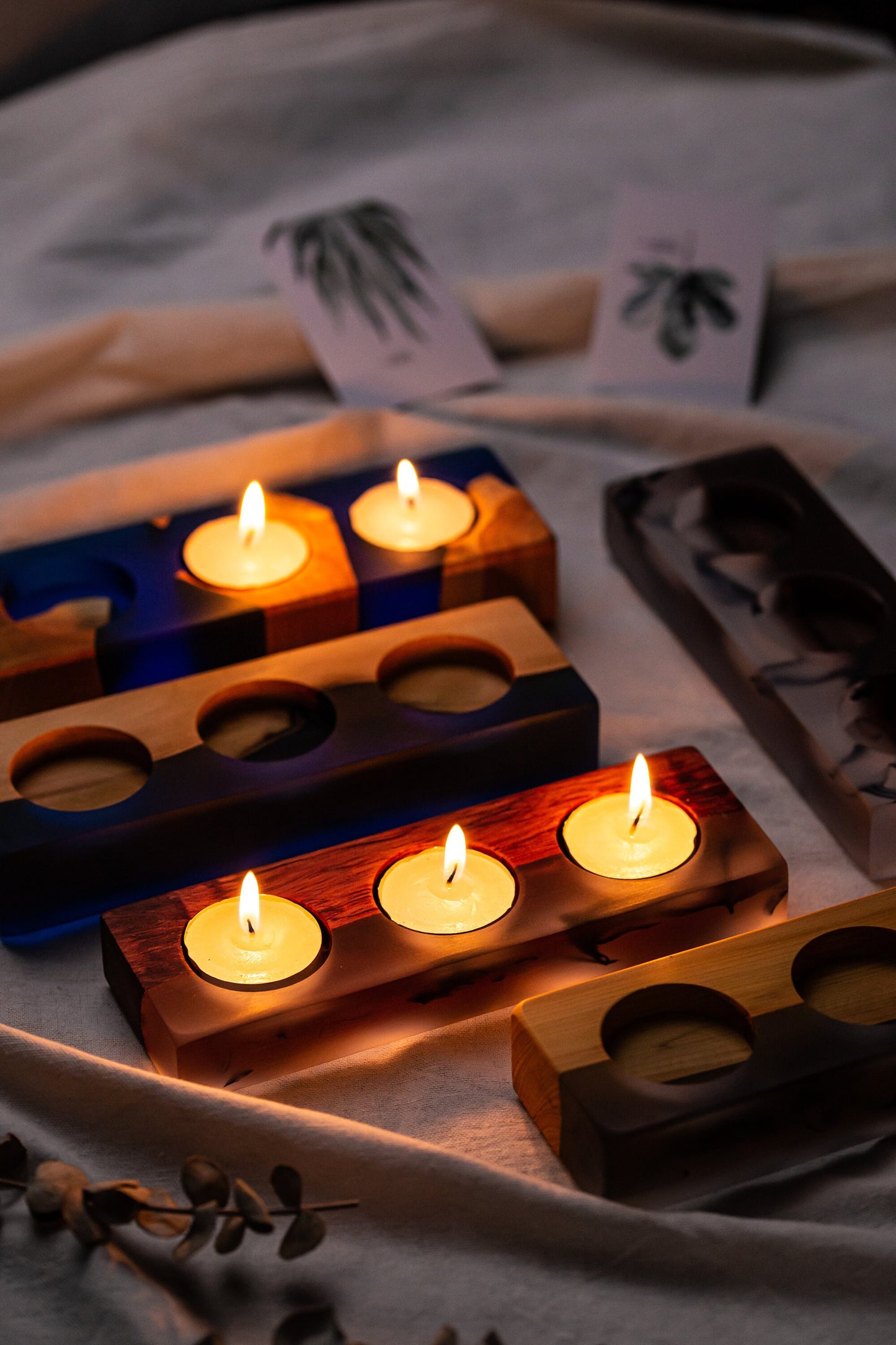 Gohobi Wooden resin candleholder home decor Housewarming gift Christmas winter decoration candle holder