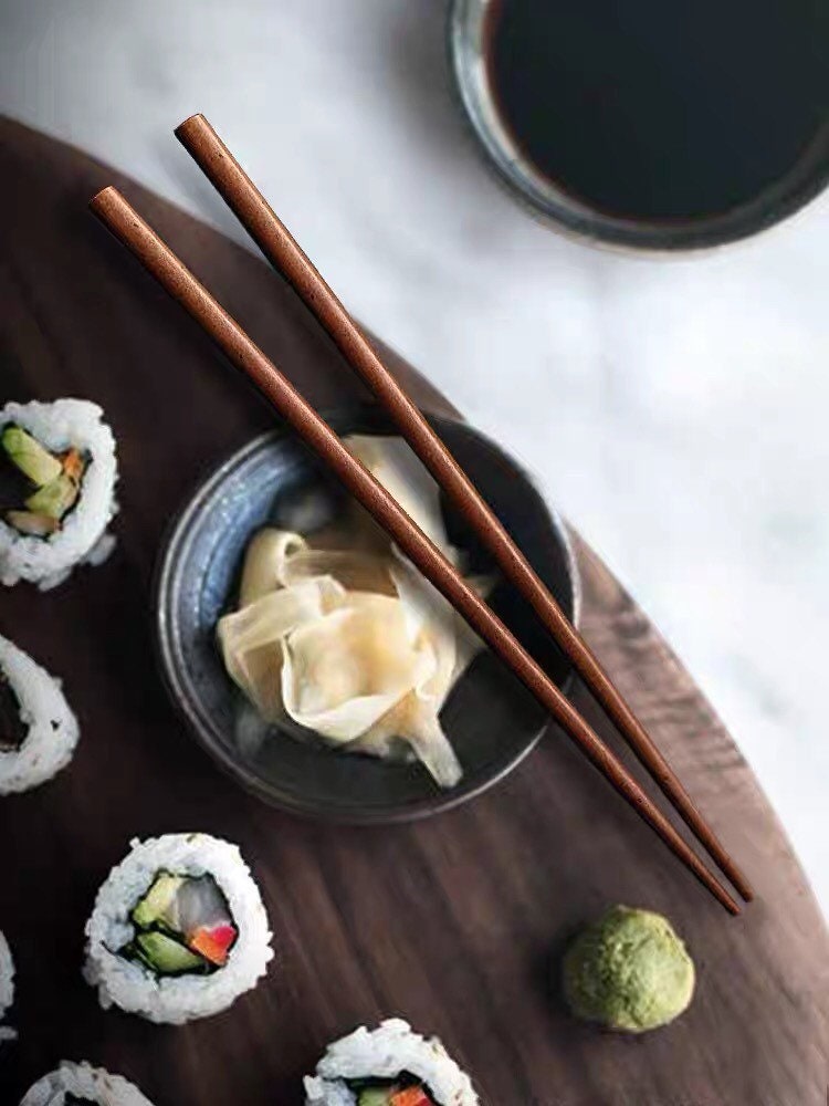 Gohobi A set of walnut chopsticks and box Chinese Japanese chopsticks oriental Gift ideas Table utensils