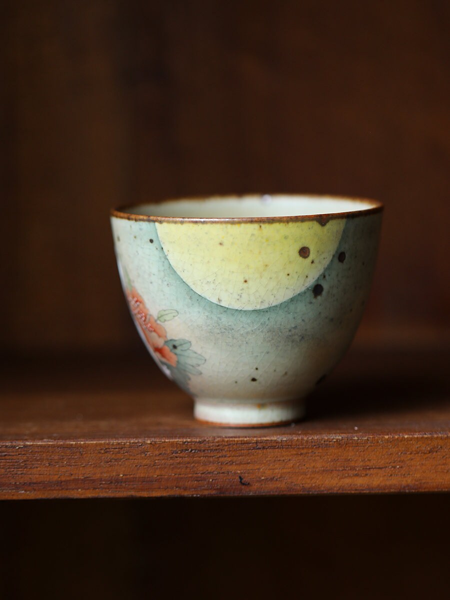 Gohobi Rabbit Handmade Tea cup, Hand painted, vintage, high quality, Rustic, Minimalistic Japanese Tea, Green Tea, Gongfu tea