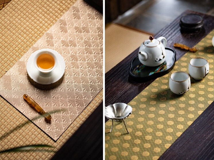 Gohobi Gongfu Tea ceremony placemat 22cm x 200 cm Kung fu tea towels Linen cotton Japanese Chado teaware placemat