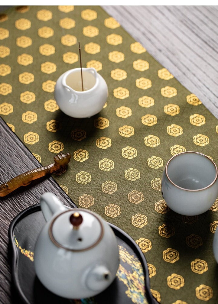 Gohobi Gongfu Tea ceremony placemat 22cm x 200 cm Kung fu tea towels Linen cotton Japanese Chado teaware placemat