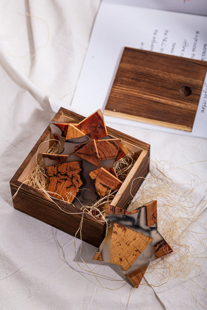 Gohobi Star shaped coasters wooden resin coaster placemats handmade gift set for festival christmas