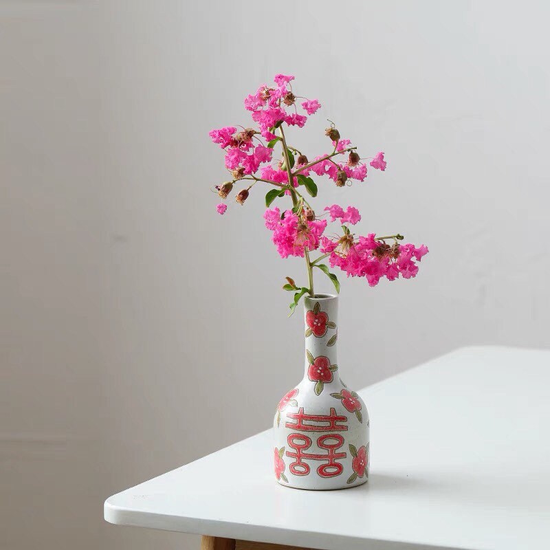 Gohobi Wedding vase, wedding gift case, handmade Vintage Style vase , Hand painted vase, Chinese wedding gift