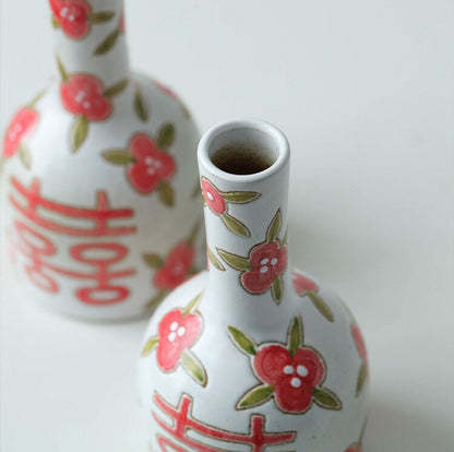 Gohobi Wedding vase, wedding gift case, handmade Vintage Style vase , Hand painted vase, Chinese wedding gift