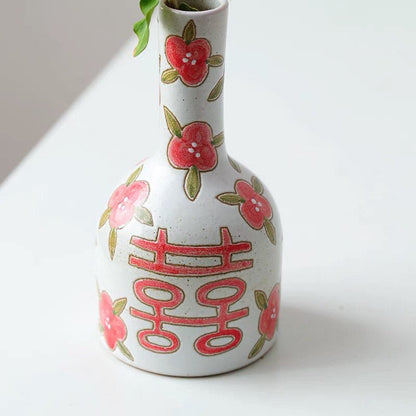Gohobi Wedding vase, wedding gift case, handmade Vintage Style vase , Hand painted vase, Chinese wedding gift