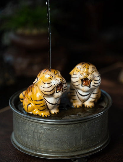 Gohobi Handmade tiger ornaments Tea pets ceramic YiXing clay  Chinese Gongfu tea Kung fu tea Japanese Chado unique ornaments