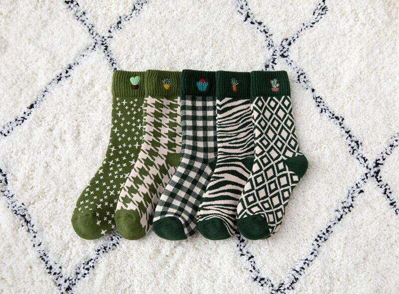 Cactus cotton socks Women Winter Socks gift plants Korean Japanese