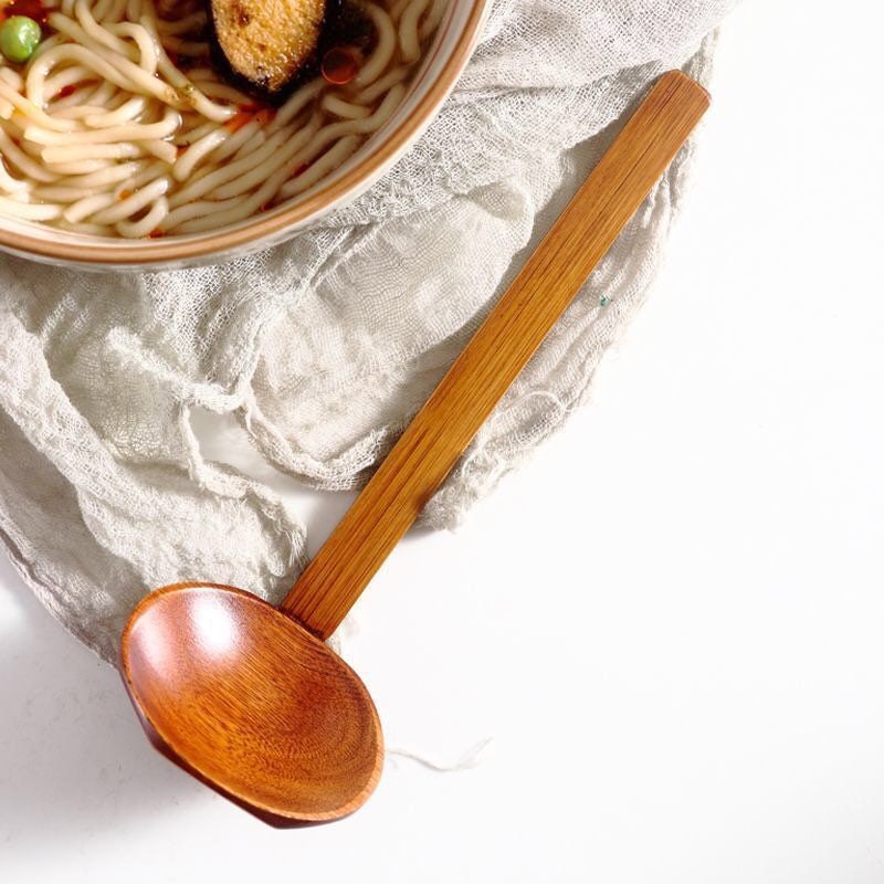 Gohobi Wooden soup spoon pho spoon Japanese Chinese large spoon oriental utensil ramen spoon