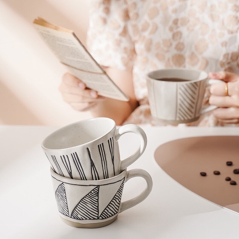 Gohobi Handmade stoneware Coffee cup tea cup hand-painted Japanese vintage style coffee mug