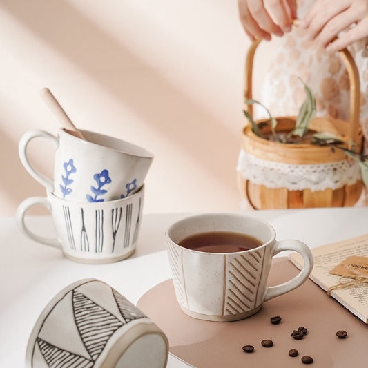 Gohobi Handmade stoneware Coffee cup tea cup hand-painted Japanese vintage style coffee mug