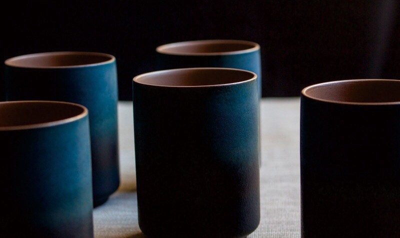Gohobi Ceramic Japanese style blue teacup tableware stoneware coffee cup sake cup green tea cup