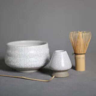 Gohobi Ceramic Matcha Set with Bamboo Whisk, whisk holder and spoon, tea ceremony gift set, Japanese Tea set Gift box