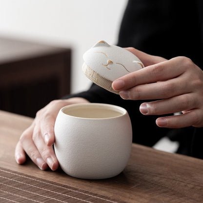 Gohobi Cat tea container storage bottle jar Lucky cat Japanese cat