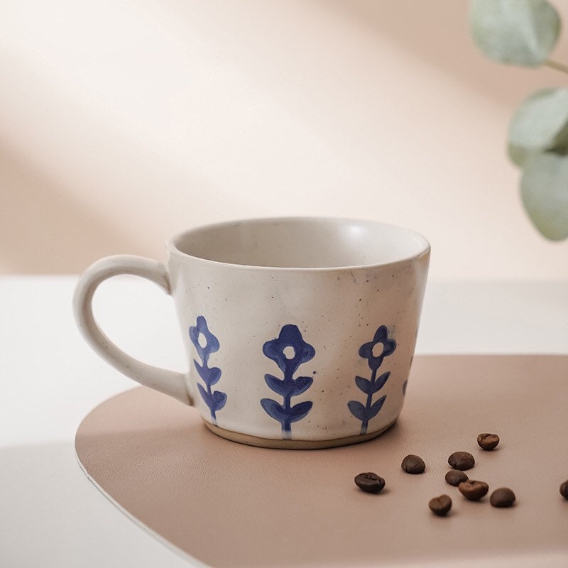 Gohobi Handmade stoneware Coffee cup tea cup hand-painted Japanese vintage style coffee mug
