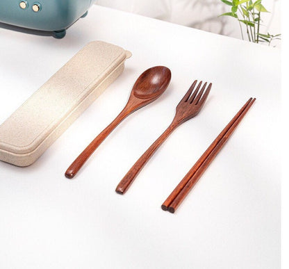 Gohobi Wooden cutlery travel box set, spoon, fork and chopsticks daily use chopsticks set oriental Gift ideas Table utensils Eco Japanese