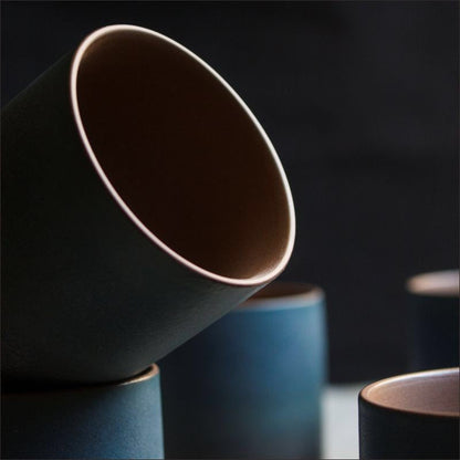 Gohobi Ceramic Japanese style blue teacup tableware stoneware coffee cup sake cup green tea cup