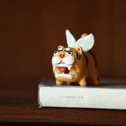 Gohobi Handmade tiger ornaments Tea pets ceramic YiXing clay  Chinese Gongfu tea Kung fu tea Japanese Chado unique ornaments