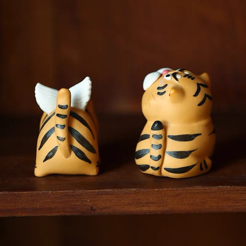 Gohobi Handmade tiger ornaments Tea pets ceramic YiXing clay  Chinese Gongfu tea Kung fu tea Japanese Chado unique ornaments