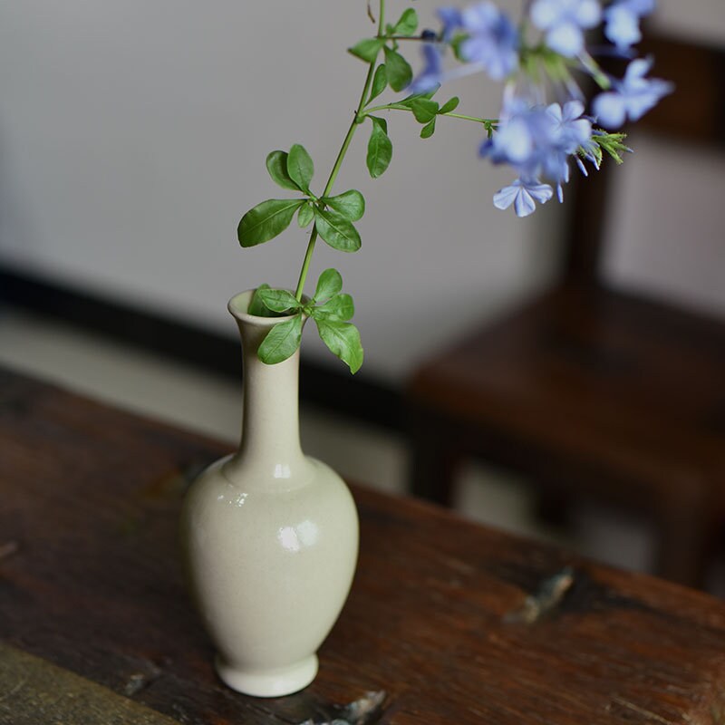 Gohobi handmade white ceramic vase pottery zen Chinese Gongfu tea Kung fu tea Japanese Chado table decoration