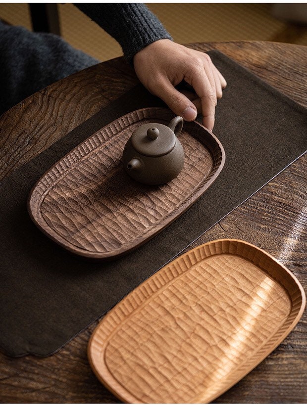 Gohobi Wooden Tea Trays Serving Trays Gongfu tea trays (2 versions) Japanese Chado Cherrywood/ Walnut wood