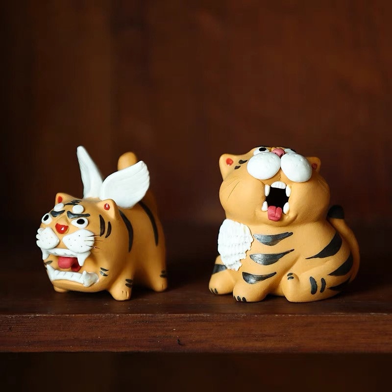 Gohobi Handmade tiger ornaments Tea pets ceramic YiXing clay  Chinese Gongfu tea Kung fu tea Japanese Chado unique ornaments