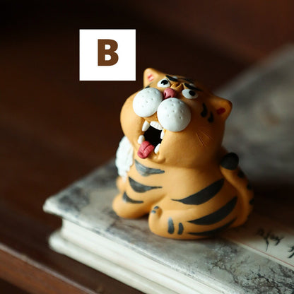 Gohobi Handmade tiger ornaments Tea pets ceramic YiXing clay  Chinese Gongfu tea Kung fu tea Japanese Chado unique ornaments