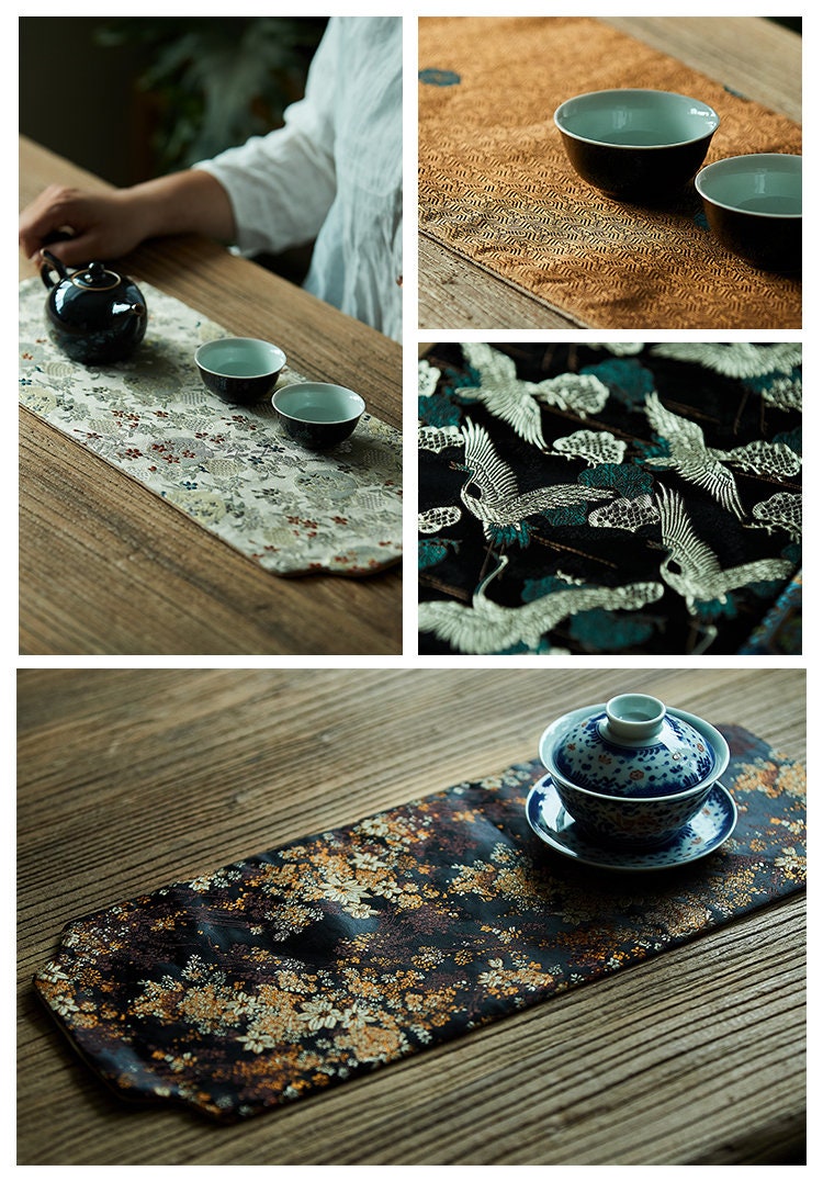 Gohobi Gongfu Tea ceremony placemat 48cm x 21 cm Kung fu tea towels Linen cotton Japanese Chado teaware placemat