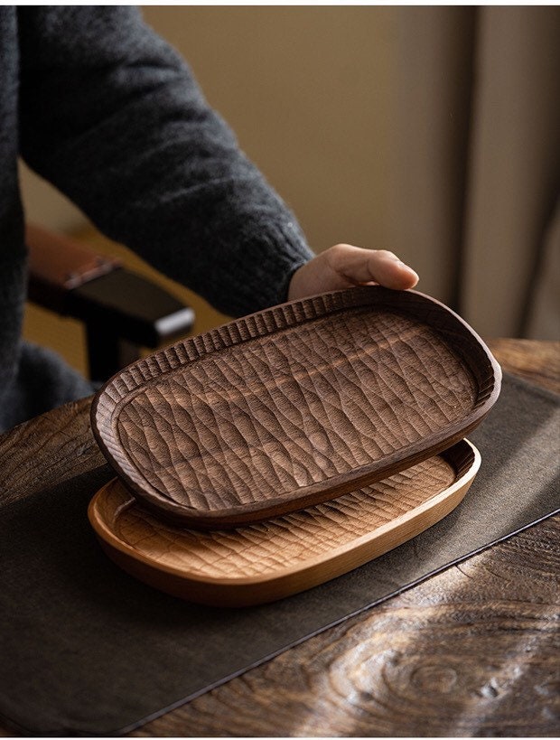 Gohobi Wooden Tea Trays Serving Trays Gongfu tea trays (2 versions) Japanese Chado Cherrywood/ Walnut wood