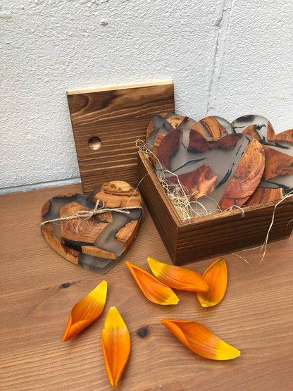 Gohobi Heart shaped coasters wooden resin coasters placemats handmade gift set for couple gifts couple coasters  white valentine