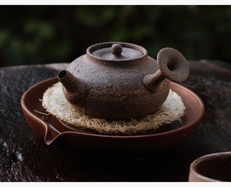 Natural Loofah Coaster Chinese Gongfu tea Kung fu tea Teaware Japanese Chado cotton coaster unique handmade coaster