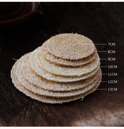 Natural Loofah Coaster Chinese Gongfu tea Kung fu tea Teaware Japanese Chado cotton coaster unique handmade coaster