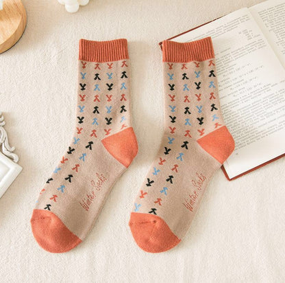 Floral socks gift Women Winter Socks gift wool flowers Korean Japanese