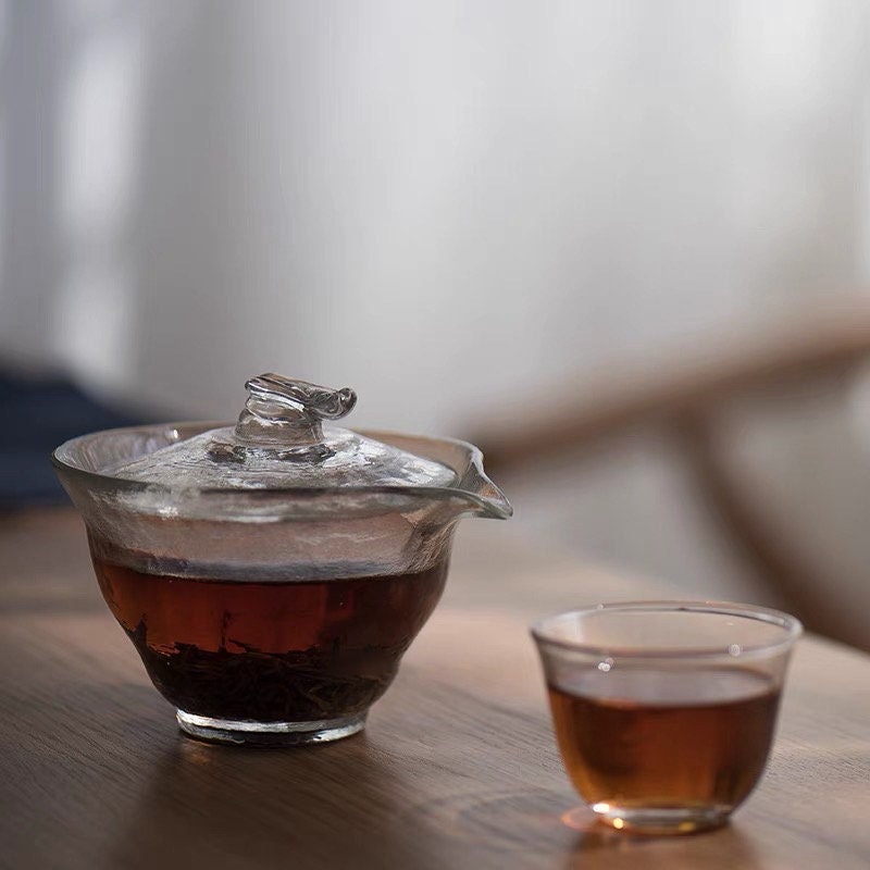 Gohobi Handmade tea glass gaiwan tea cup Chinese Gongfu tea Kung fu tea Japanese Chado Glass Tea Pitcher