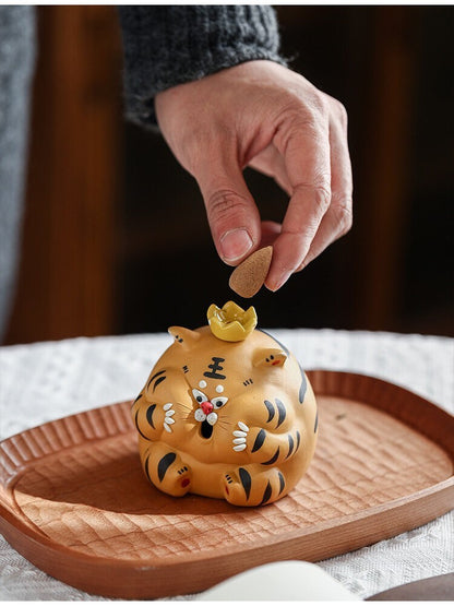 Gohobi Handmade tiger ornaments Tea pets ceramic YiXing clay  Chinese Gongfu tea Kung fu tea Japanese Chado unique ornaments