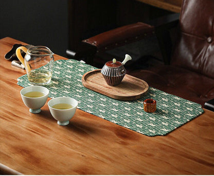 Gohobi Gongfu Tea ceremony placemat 48cm x 21 cm Kung fu tea towels Linen cotton Japanese Chado teaware placemat