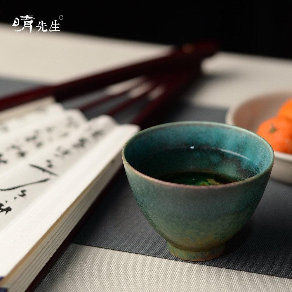 Gohobi [Ice crack collection] Handmade ceramic Green tea cup Chinese Gongfu tea Kung fu tea Japanese Chado crystal gemstone colour