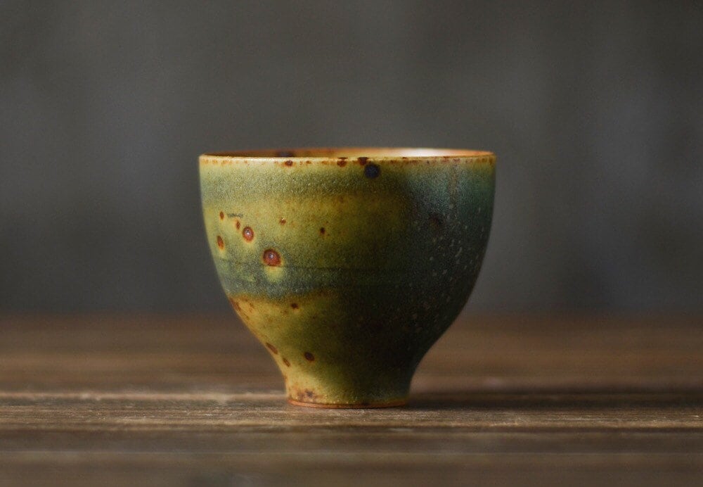 Gohobi Handmade ceramic Tea pitchers Fair cup Chinese Gongfu tea Kung fu tea Japanese Teacup small green tea cup [Green banana collection]