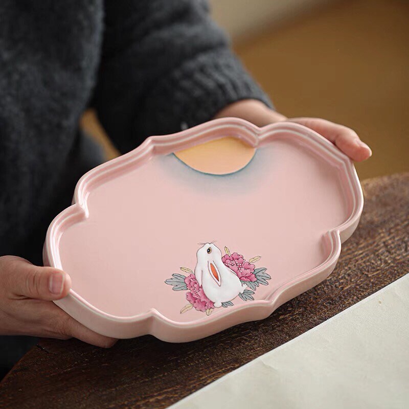 Gohobi Rabbit Handmade Pink Tea cup, Hand painted, vintage, high quality, Rustic, Minimalistic Japanese Tea, Green Tea, Gongfu tea