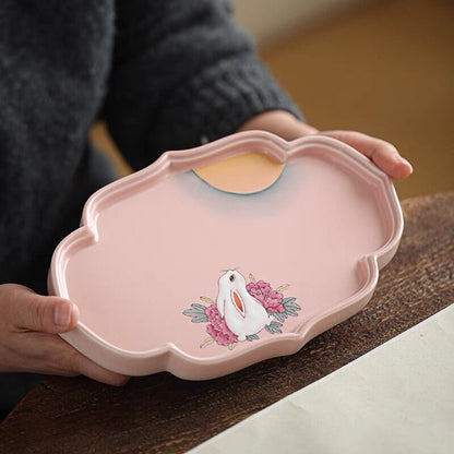 Gohobi Rabbit Handmade Pink Tea cup, Hand painted, vintage, high quality, Rustic, Minimalistic Japanese Tea, Green Tea, Gongfu tea