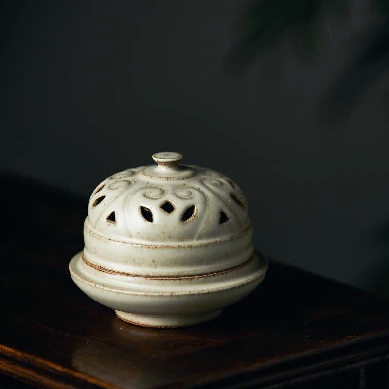 Gohobi handmade white Incense bowl Incense holder Gongfu tea Japanese Chado incense burner