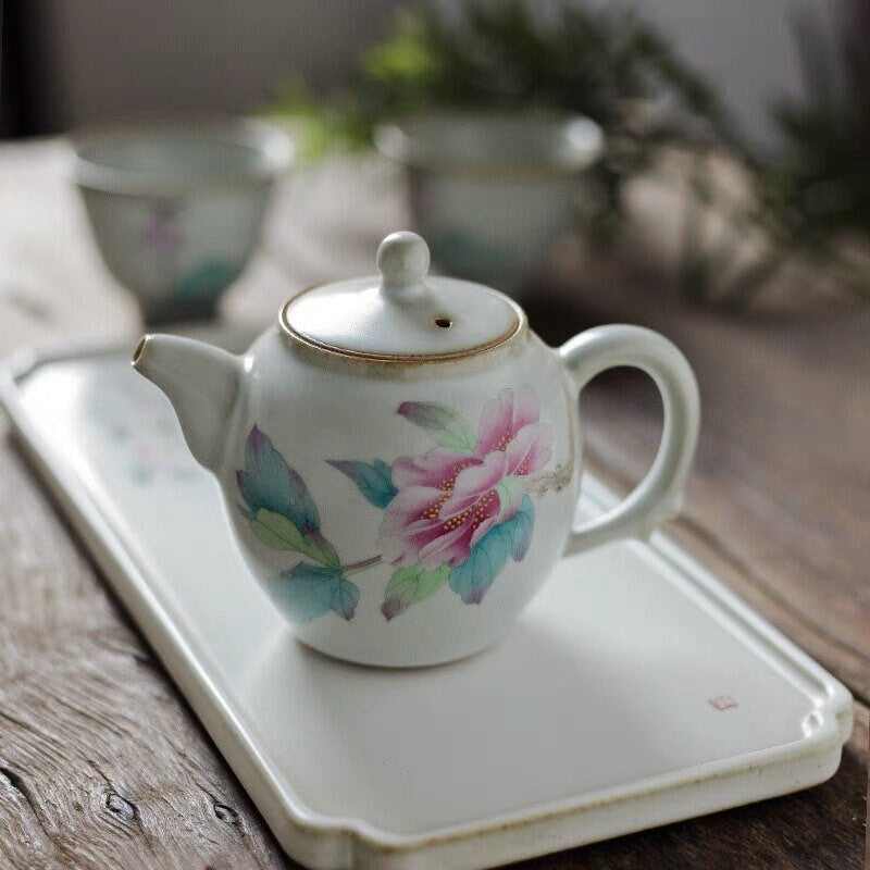 Gohobi Hand painted fair cup tea pitcher Peony Tea Cup Ceramic Chinese Gongfu tea Kung fu tea Japanese Chado Oriental tea cup