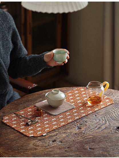 Gohobi Gongfu Tea ceremony placemat 48cm x 21 cm Kung fu tea towels Linen cotton Japanese Chado teaware placemat