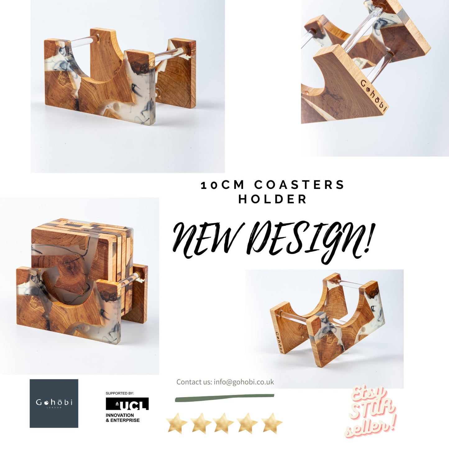 Gohobi Set of Wood Coaster Resin Coasters epoxy tea drink coasters unique handmade coaster placemats Teaware Japanese drinkware