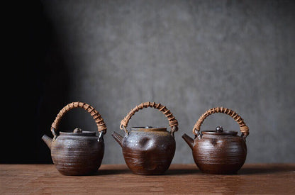 Gohobi Handmade ceramic teapot, Chinese Gongfu tea, Japanese Korean style teacup, rustic [Old rock mud collection] 