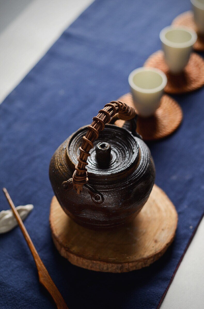 Gohobi Handmade ceramic teapot, Chinese Gongfu tea, Japanese Korean style teacup, rustic [Old rock mud collection] 