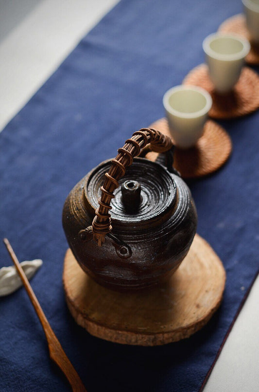 Gohobi Handmade ceramic teapot, Chinese Gongfu tea, Japanese Korean style teacup, rustic [Old rock mud collection] 