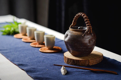 Gohobi Handmade ceramic teapot, Chinese Gongfu tea, Japanese Korean style teacup, rustic [Old rock mud collection] 
