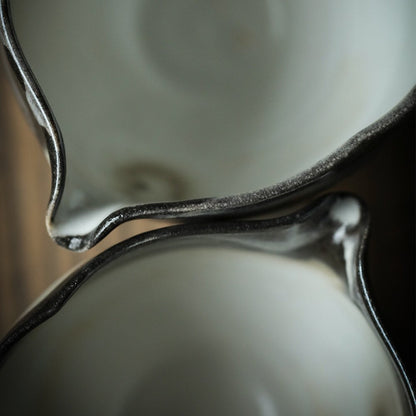 Gohobi Handmade ceramic tea pitcher fair cup Chinese Gongfu tea Japanese Teacup small green tea cup [Black ink collection]