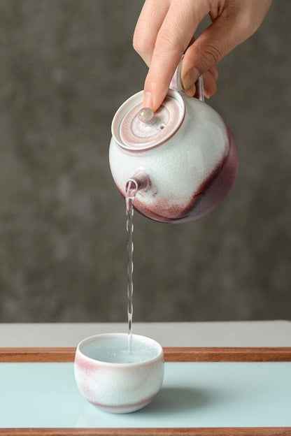 Gohobi Handmade Pink Teapot, Hand painted, vintage, high quality, Rustic, Minimalistic Japanese Tea, Gongfu tea [Pink Glazed collection]