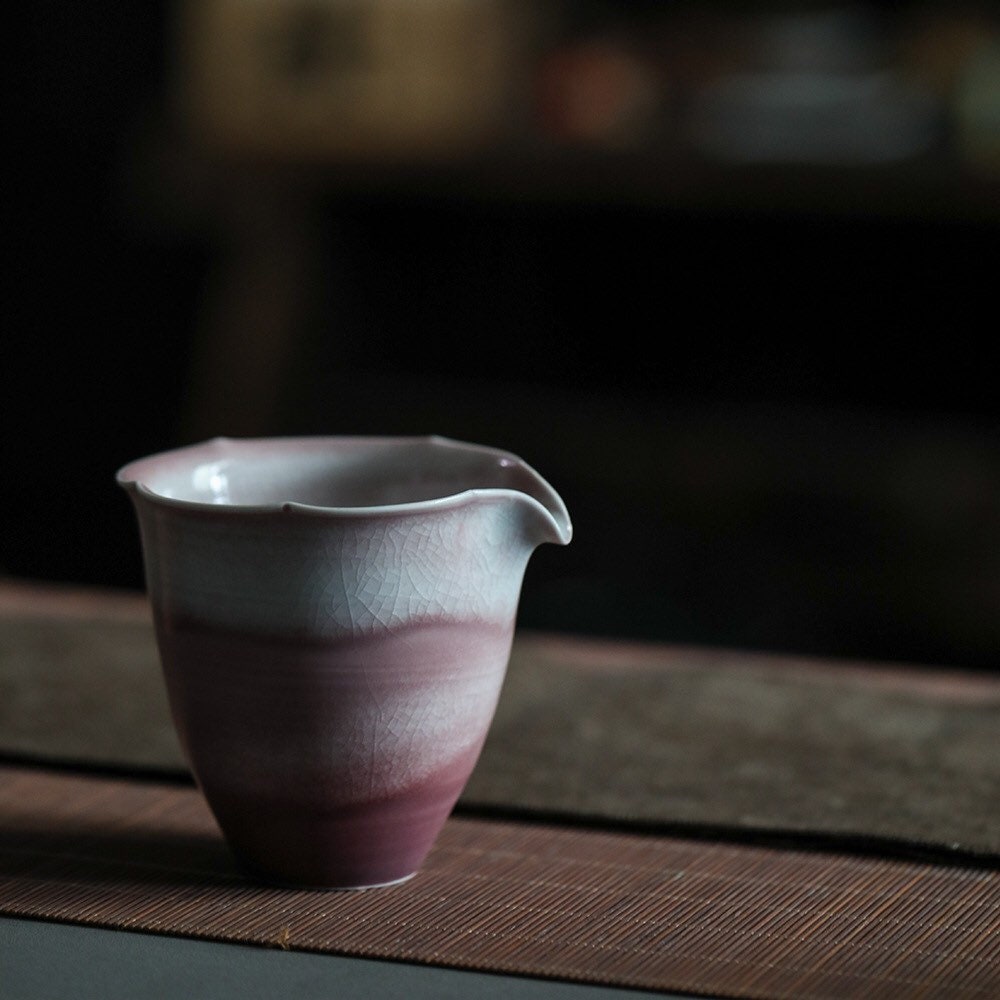 Gohobi Handmade Pink Tea pitcher/ Fair cup, Hand painted, vintage, high quality, Rustic, Minimalistic Japanese Tea [Pink Glazed collection]